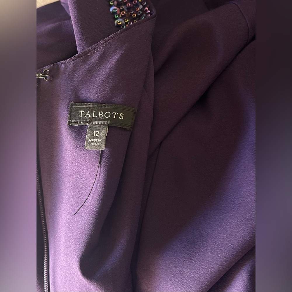 Talbots Beautiful Violet Cocktail Women’s Back Zip Dress Size 12 - Picture 4 of 6